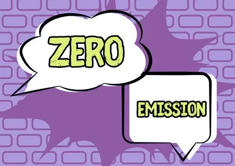 Writing displaying text Zero Emission. Word Written on Engine Motor Energy Stock Illustration