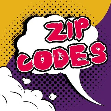 Writing displaying text Zip Codes. Internet Concept numbers added to a postal Stock Illustration