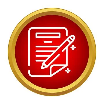 Writing document pen icon on red background Illustrazione stock