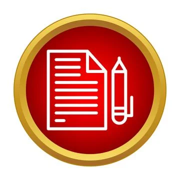 Writing document pen icon on red button イラスト素材