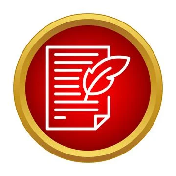 Writing a document with quill pen icon 스톡 일러스트