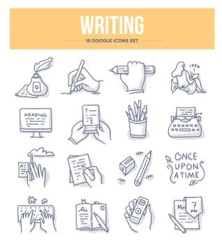 Writing Doodle Icons Illustrazione stock
