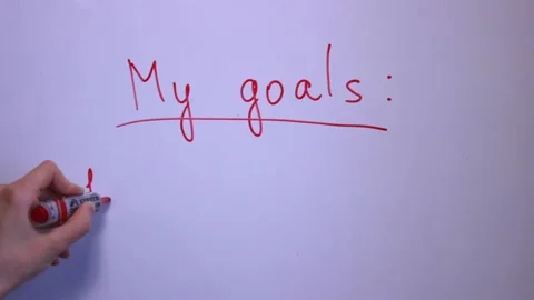 Writing down goals on a whiteboard Stock Footage 147391558
