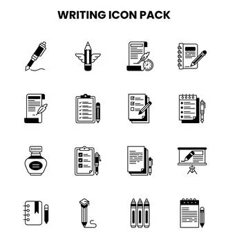 Writing DuoTone Graphics Icons Pack Stock Illustration