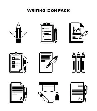 Writing DuoTone Graphics Icons Pack Stock Illustration
