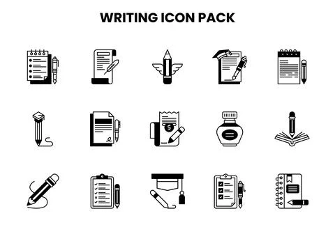 Writing DuoTone Set Icons Pack Stock Illustration