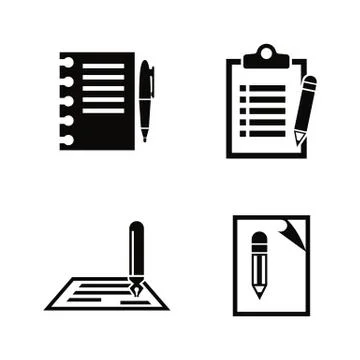 Writing, Edit, Write. Simple Related Vector Icons Stock Illustration