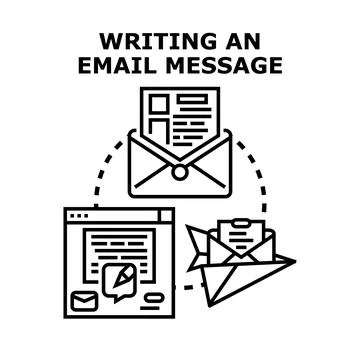 Writing email message preparing online communication concept Stock Illustration