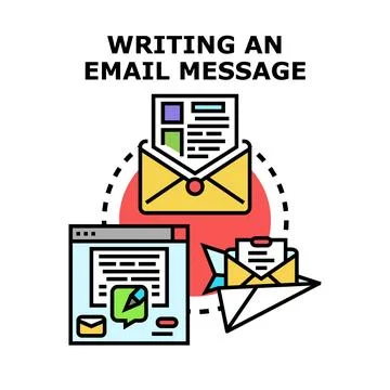 Writing email message preparing online communication concept Stock Illustration