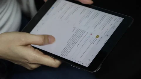 Writing email on tablet Stock Footage 56249394