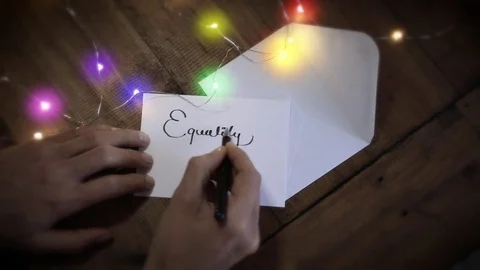 Writing "Equality" in Calligraphy Version 1 Stock Footage 83017672