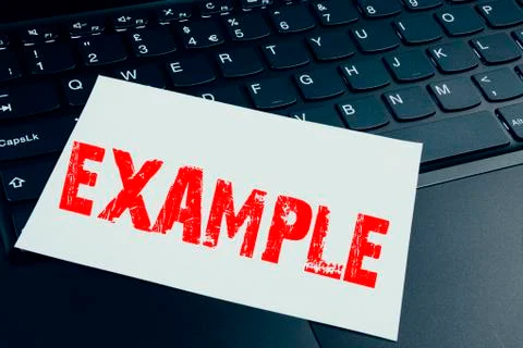 Writing Example text made in the office close-up on laptop computer keyboard. Fotos de archivo