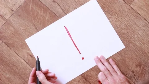 Writing exclamation mark with red marker Vídeo Stock 94440348