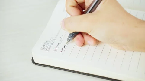 Writing Expense Notes From Side View Stock-Footage 347178103