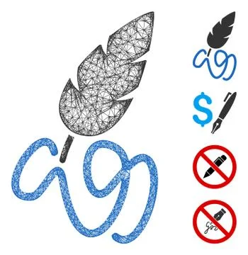 Writing Feather Web Vector Mesh Illustration 스톡 일러스트