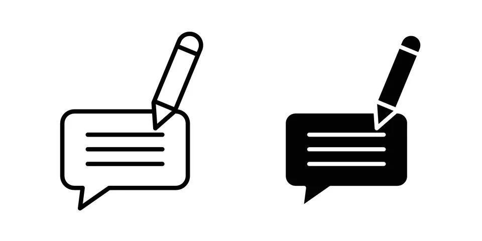 Writing feedback icon drawing lines. Silhouette style vector bundle Stock Illustration