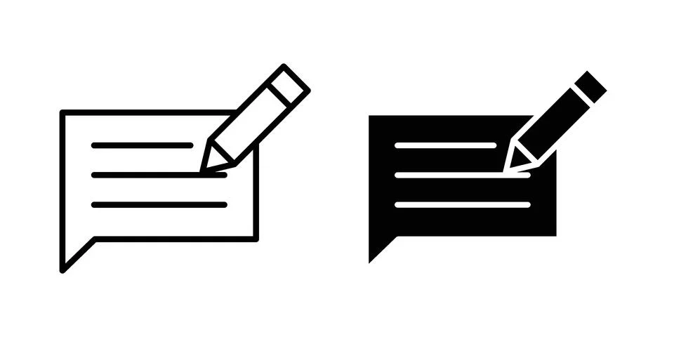 Writing feedback icon pack with silhouette and stroke web icons Illustrazione stock