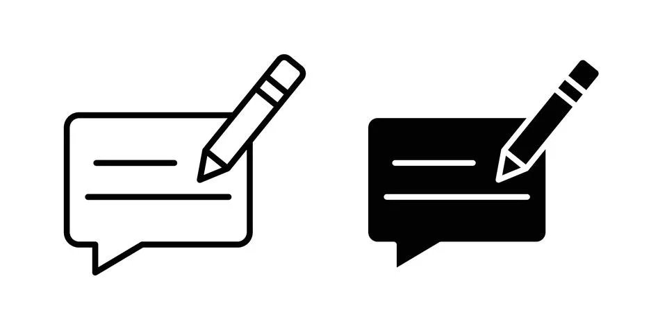 Writing feedback icon silhouette vector set. thin line pack Stock Illustration