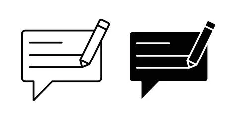 Writing feedback icon symbol. Vector illustration pack in black color. Stock Illustration
