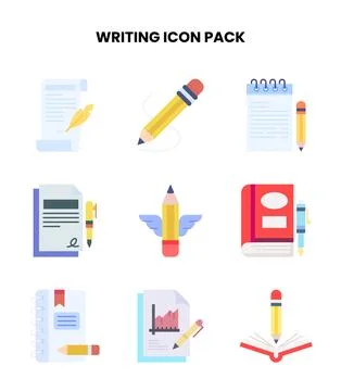 Writing Flat Graphics Icons Pack Stockillustratie