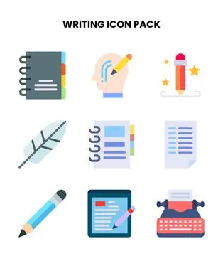Writing Flat Graphics Icons Pack Stock Illustration