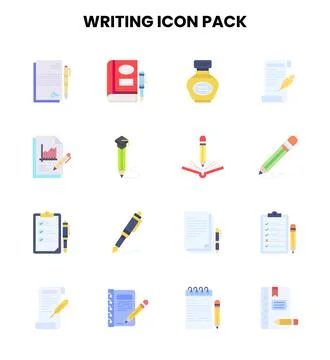 Writing Flat Icons Pack Stock Illustration