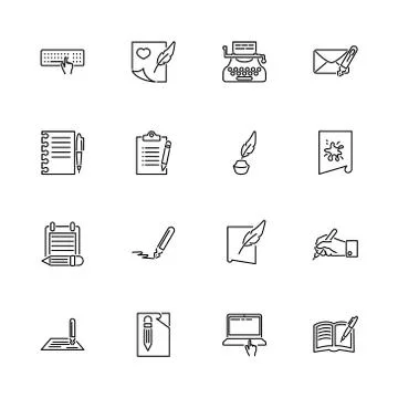 Writing - Flat Vector Icons Stock Illustration