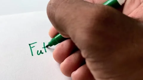 Writing “Future” on White Paper with Pen | Vision and Planning Concept Stock-Footage 320386995