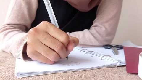 Writing a gift card for someone Stock Footage 146253252