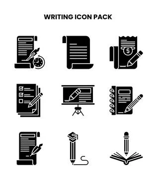 Writing Glyph Graphics Icons Pack Stock Illustration