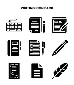 Writing Glyph Icons Pack Stockillustratie