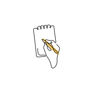 Writing hand continuous line icon Stock Illustration