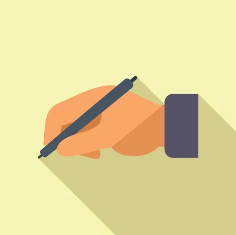 Writing hand icon flat vector. Write paper Illustrazione stock