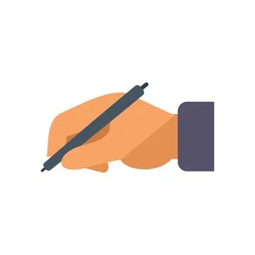 Writing hand icon flat vector. Write paper Illustrazione stock