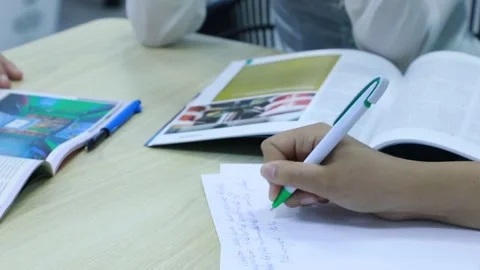 Writing hand in office Video stock 281053708