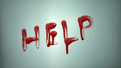 Writing Help Word With Blood on Translucent Glass Stock Footage 149025892