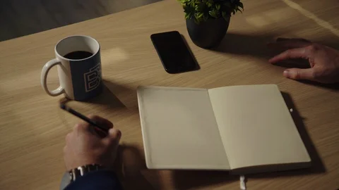 Writing at home Video stock 128096948