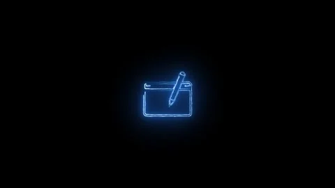 Writing icon neon glowing with Background Video stock 306558132
