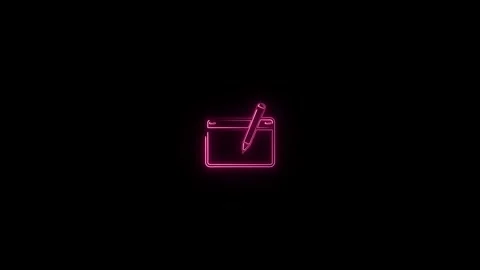 Writing icon neon glowing with Background Stock Footage 306558133