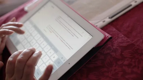 Writing on ipad Stock Footage 95541341