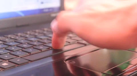 Writing on laptop close up Stock Footage 45696780