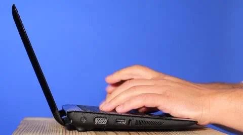 Writing on laptop Stock Footage 8843165