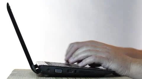 Writing on laptop Stock Footage 8845444