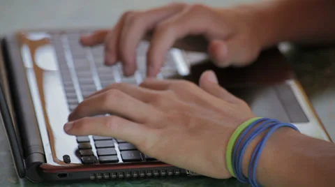 Writing on laptop Stock Footage 38378641