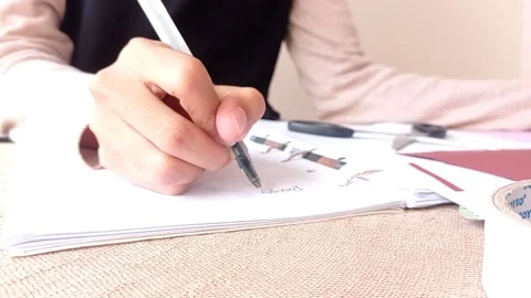 Writing a letter for someone Stock Footage 146253185