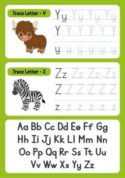 Writing letters. Tracing page. Practice sheet. Worksheet for kids. exercise f Stock Illustration