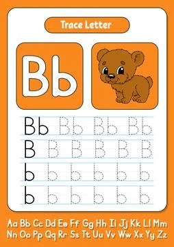 Writing letters. Tracing page. Practice sheet. Worksheet for kids. Learn alph Stock Illustration