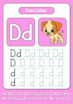 Writing letters. Tracing page. Practice sheet. Worksheet for kids. Learn alph Stock Illustration