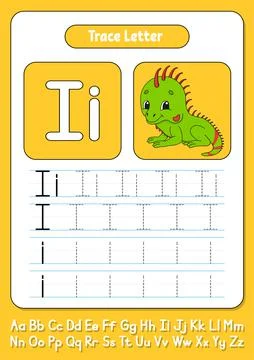 Writing letters. Tracing page. Practice sheet. Worksheet for kids. Learn alph Stock Illustration