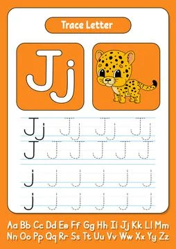 Writing letters. Tracing page. Practice sheet. Worksheet for kids. Learn alph Stock Illustration